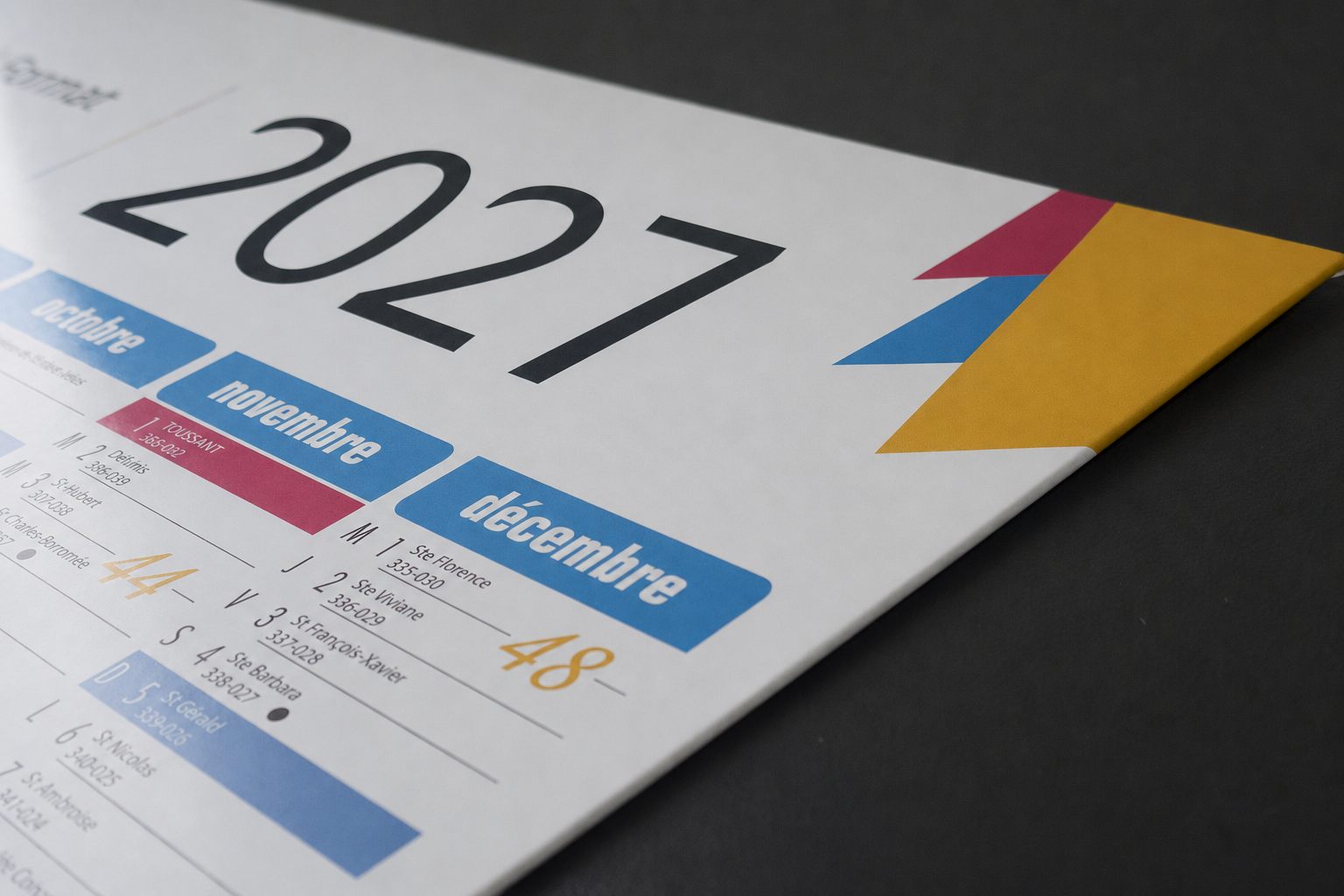 Calendrier bancaire rembordé 2027 personnalisé imprimé par l'Imprimerie Lebugle à Beaugency (Loiret)